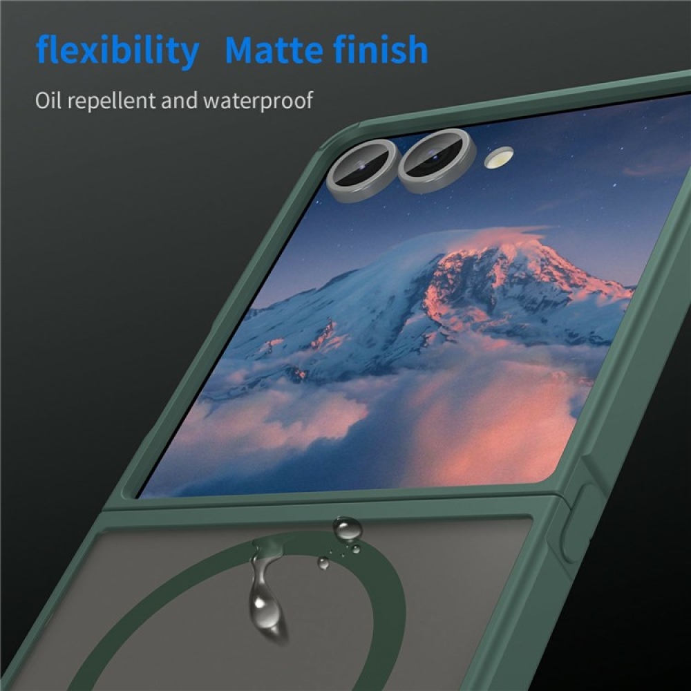 Matt zselés tok MagSafe tok a Samsung Galaxy Z Flip7 5G készülékre - zöld
