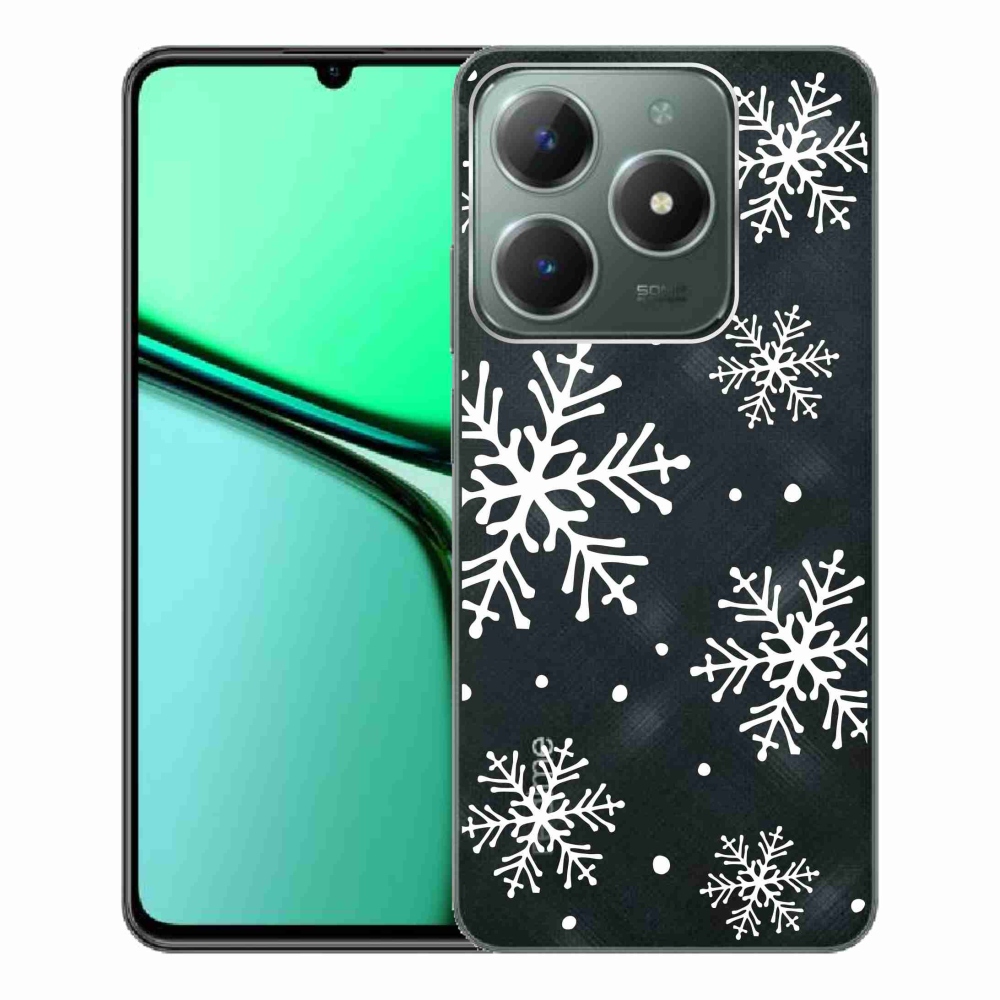 Gél borítás mmCase a Realme C61 készülékhez - fehér pelyhek átlátszó háttéren