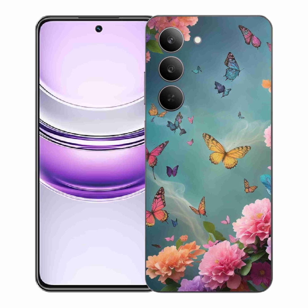 Gél borító mmCase a Realme 14x 5G készülékhez - színes virágok és pillangók