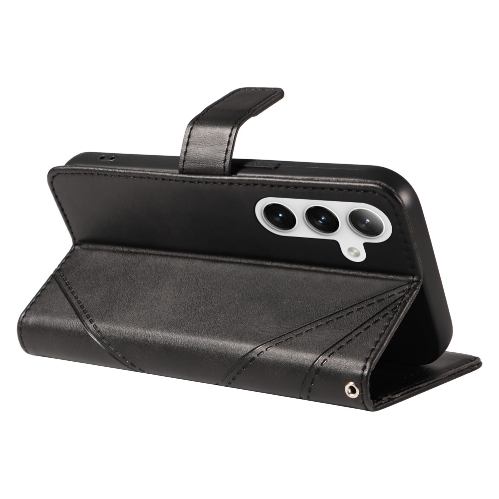 Háromszög alakú könyvtáska Samsung Galaxy S24+/S25+ készülékhez - fekete