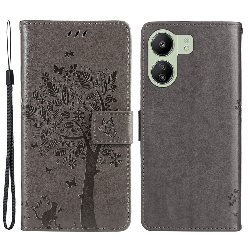 Fák könyvtáska Xiaomi Poco C65/Redmi 13C - szürke