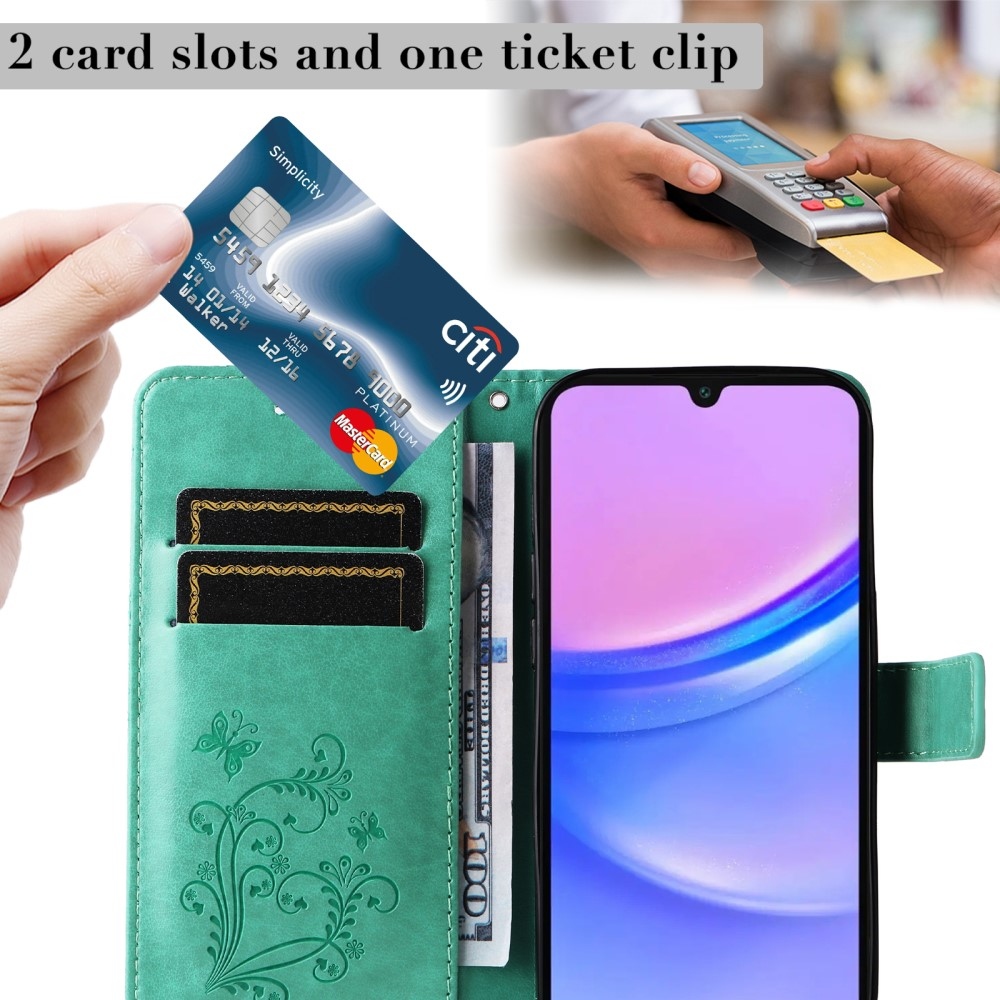 Nagy pillangó könyv tok Samsung Galaxy A16 4G/5G/A26 5G - teáskék színben