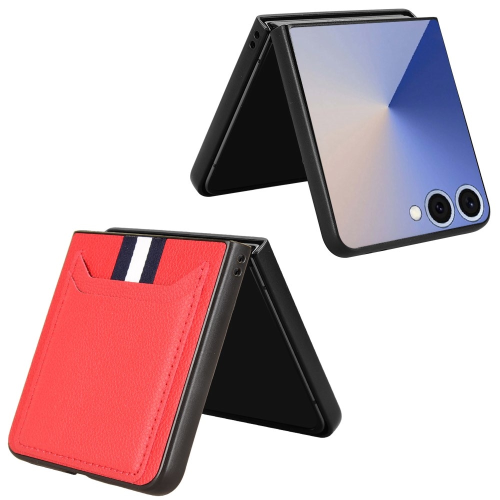 Kombinált műanyag borítás műbőrrel Samsung Galaxy Z Flip7 5G - piros