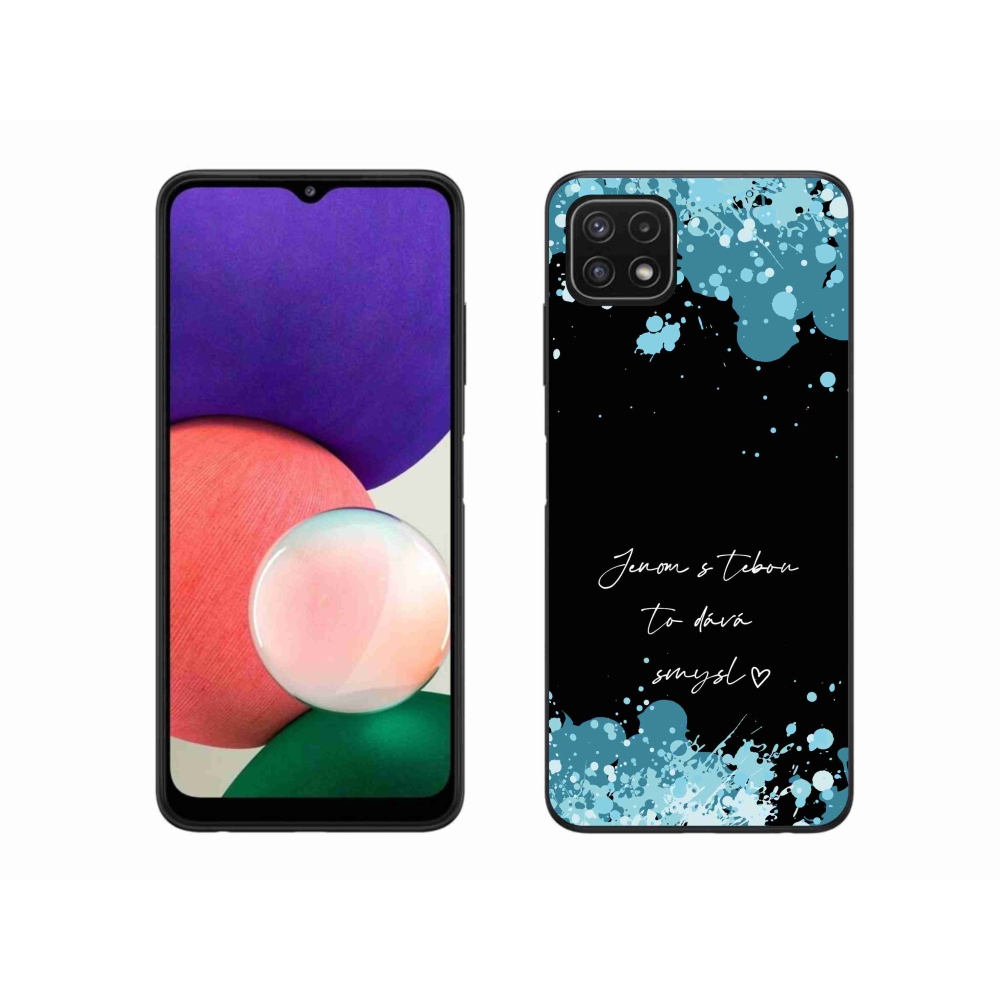 Gél borító mmCase Samsung Galaxy A22 5G - szerelmes szöveg fekete háttérrel