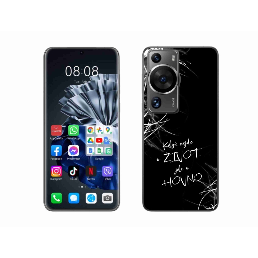 Gél borító mmCase a Huawei P60 Pro készülékhez - vicces szöveg 16 fekete háttér