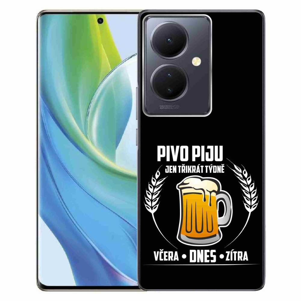 Gél borító mmCase a Vivo V29 Lite 5G készülékhez - sör motívum fekete háttérrel