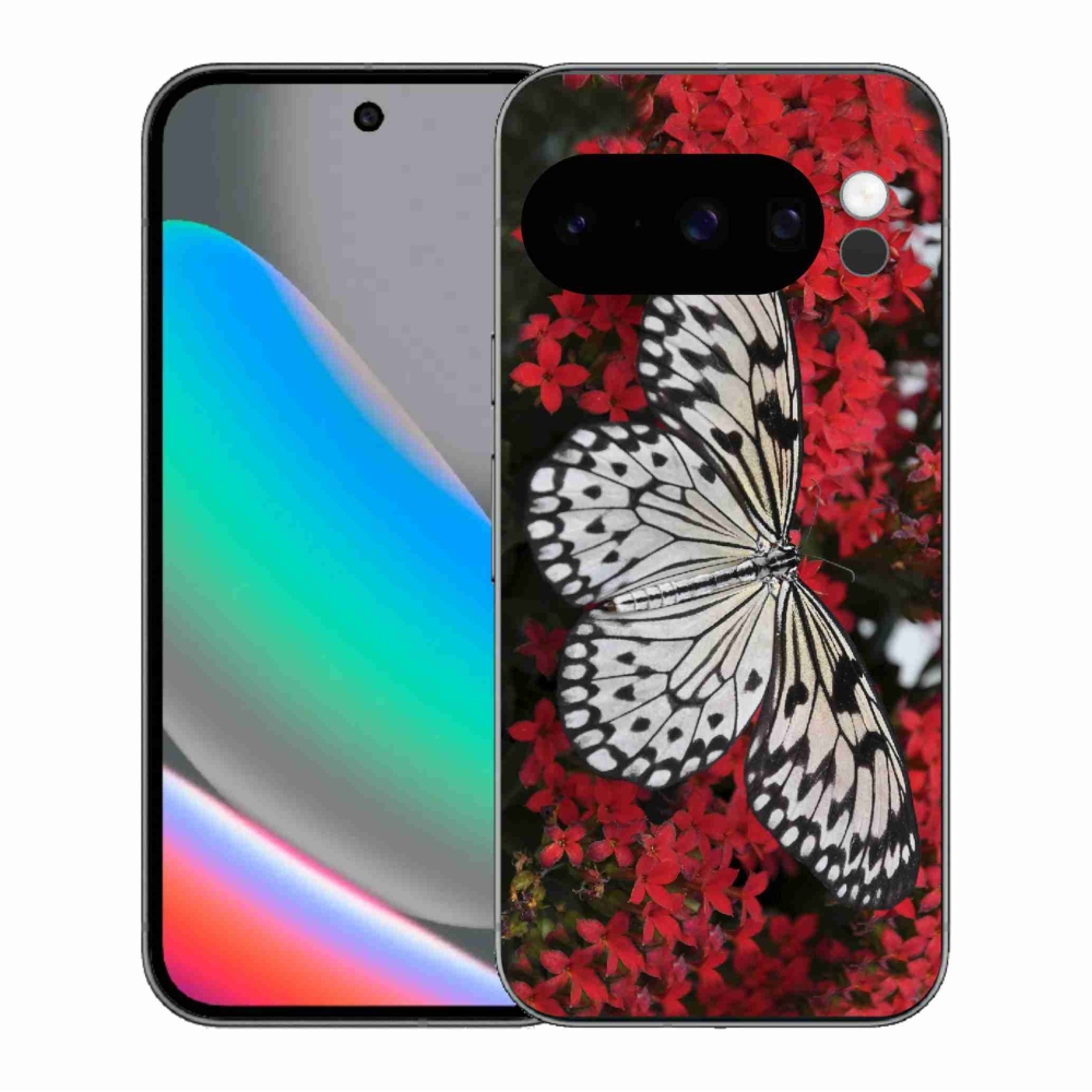 Zselés borítás mmCase a Google Pixel 10 Pro számára - fekete-fehér pillangó 1