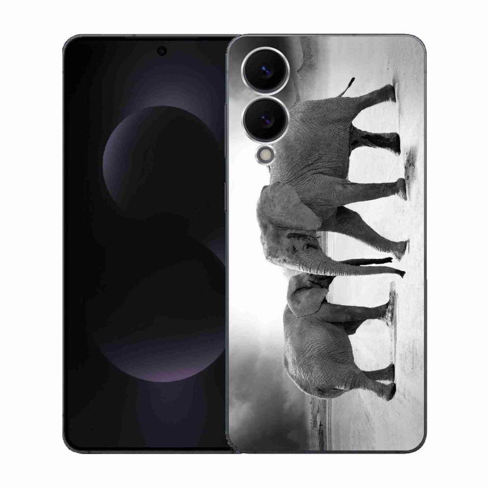 Gél borítás mmCase Samsung Galaxy S25 Edge készülékhez - fekete és fehér elefántok