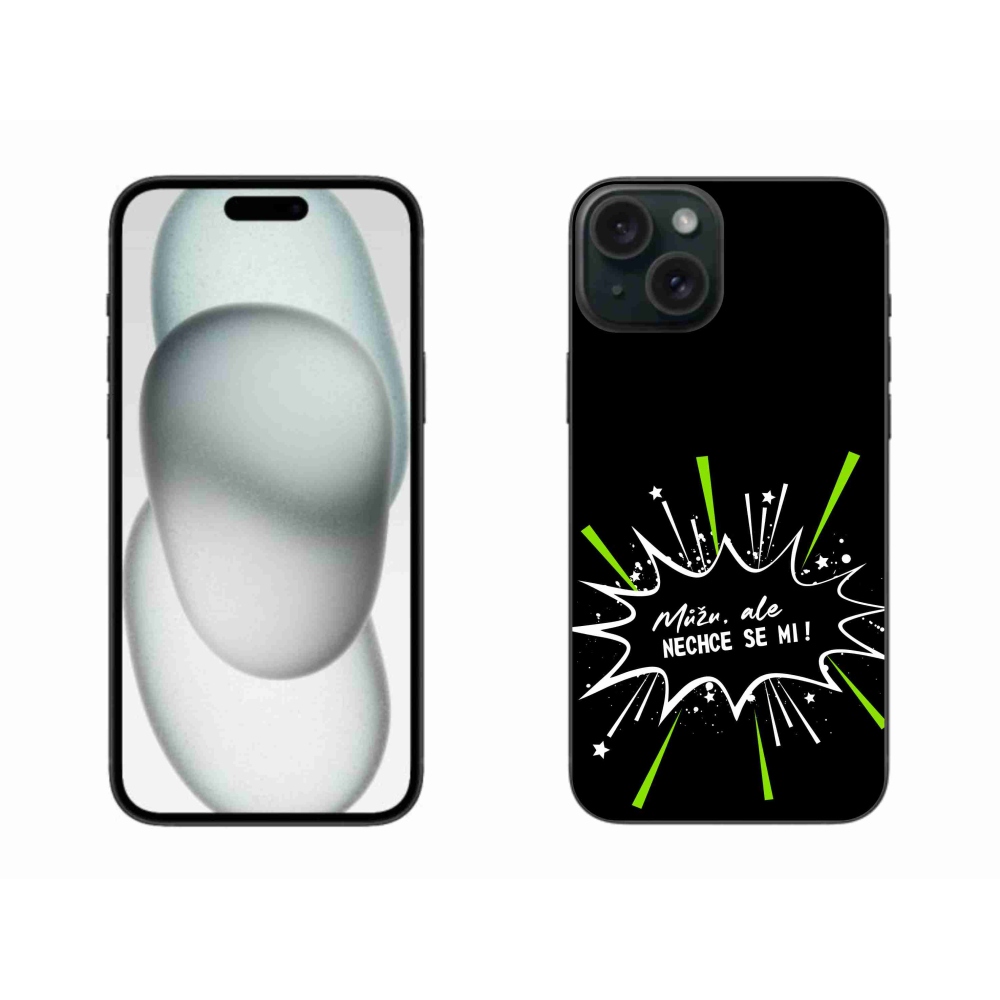 Gél borítás mmCase iPhone 15 Plus készülékhez - vicces szöveg 11 fekete háttér