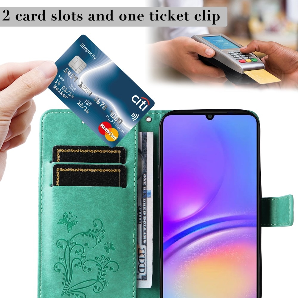 Nagy pillangó könyv tok Samsung Galaxy A06 4G készülékhez - teáskék színű