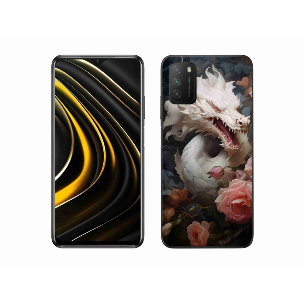Gél borítás mmCase a Xiaomi Poco M3-hoz - fehér sárkány