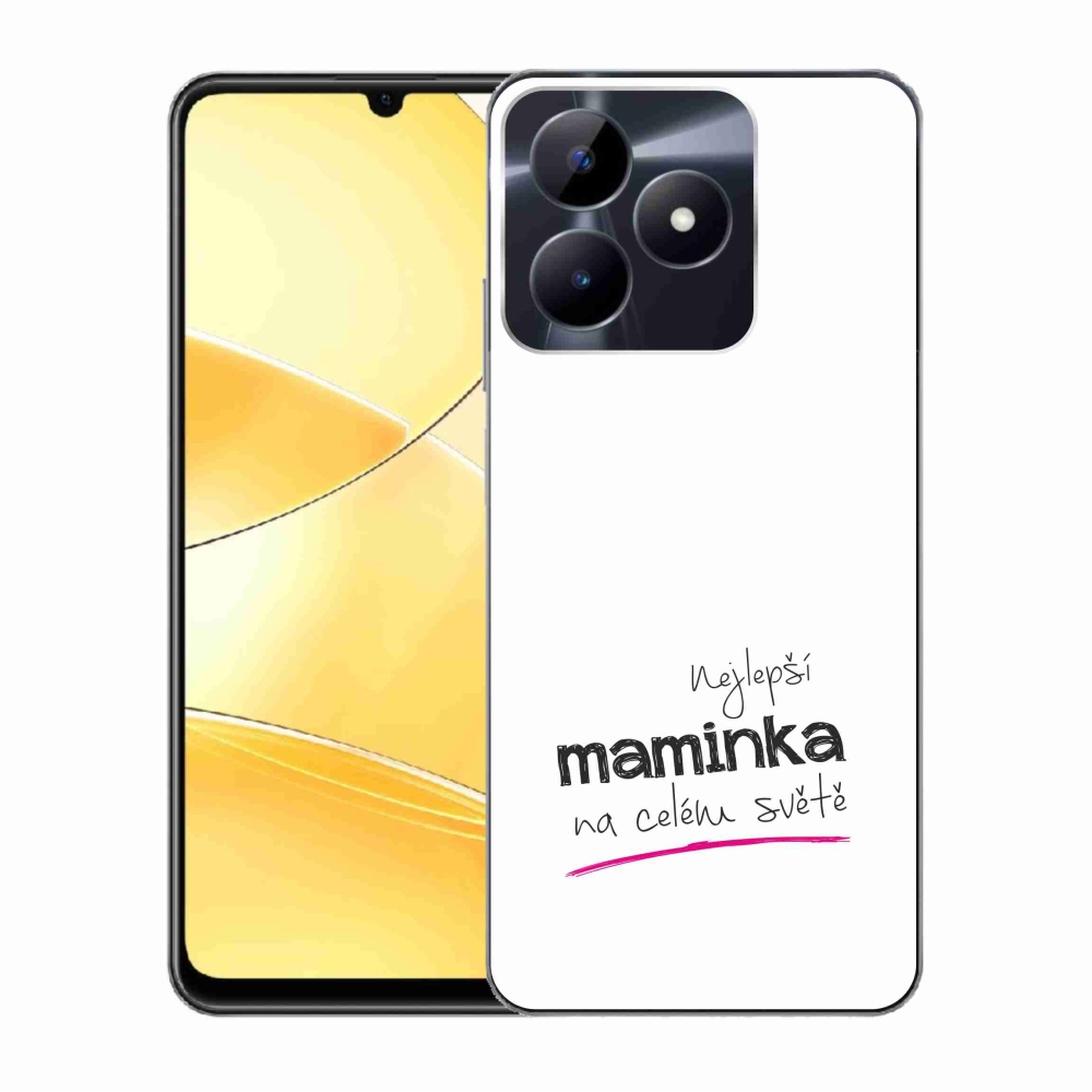 Zselés borító mmCase a Realme C51/C53 készülékhez - legjobb anya 4 fehér háttérrel