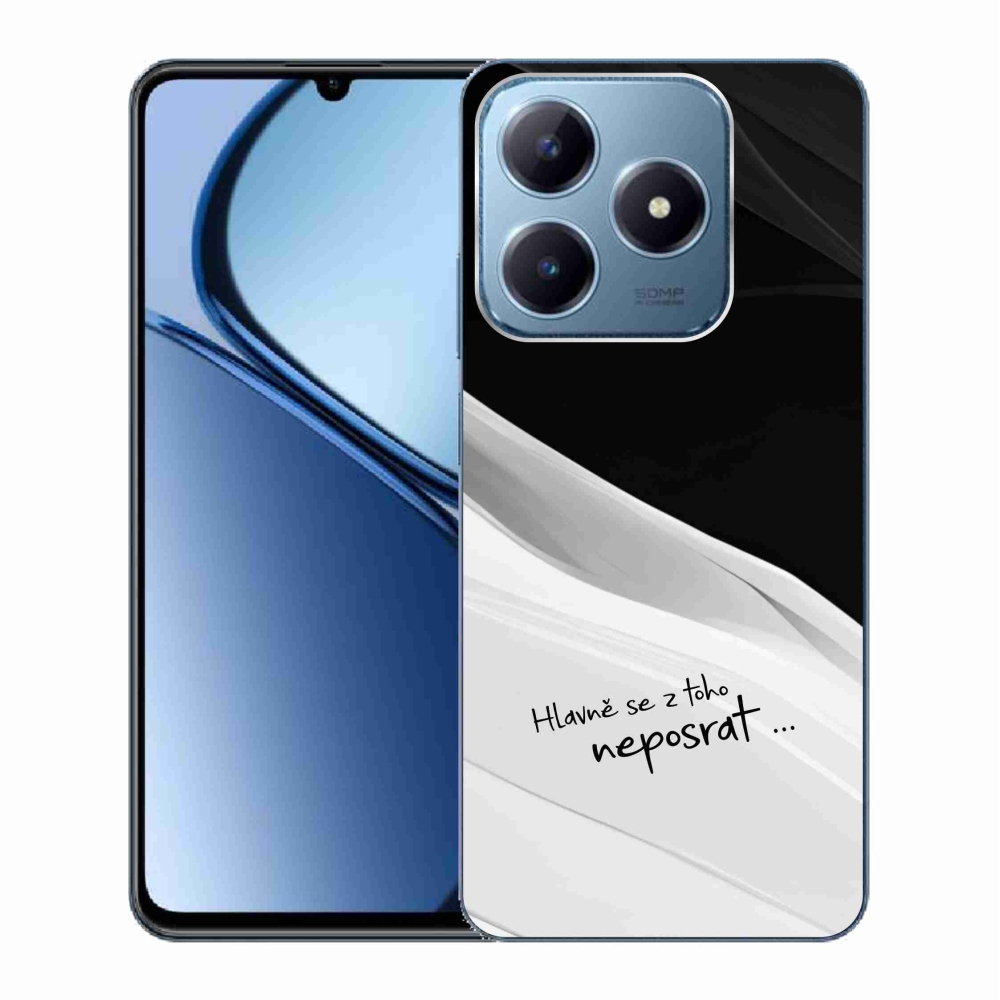 Gél borító mmCase a Realme C63 készülékhez - vicces szöveg 13 fekete-fehér háttérrel