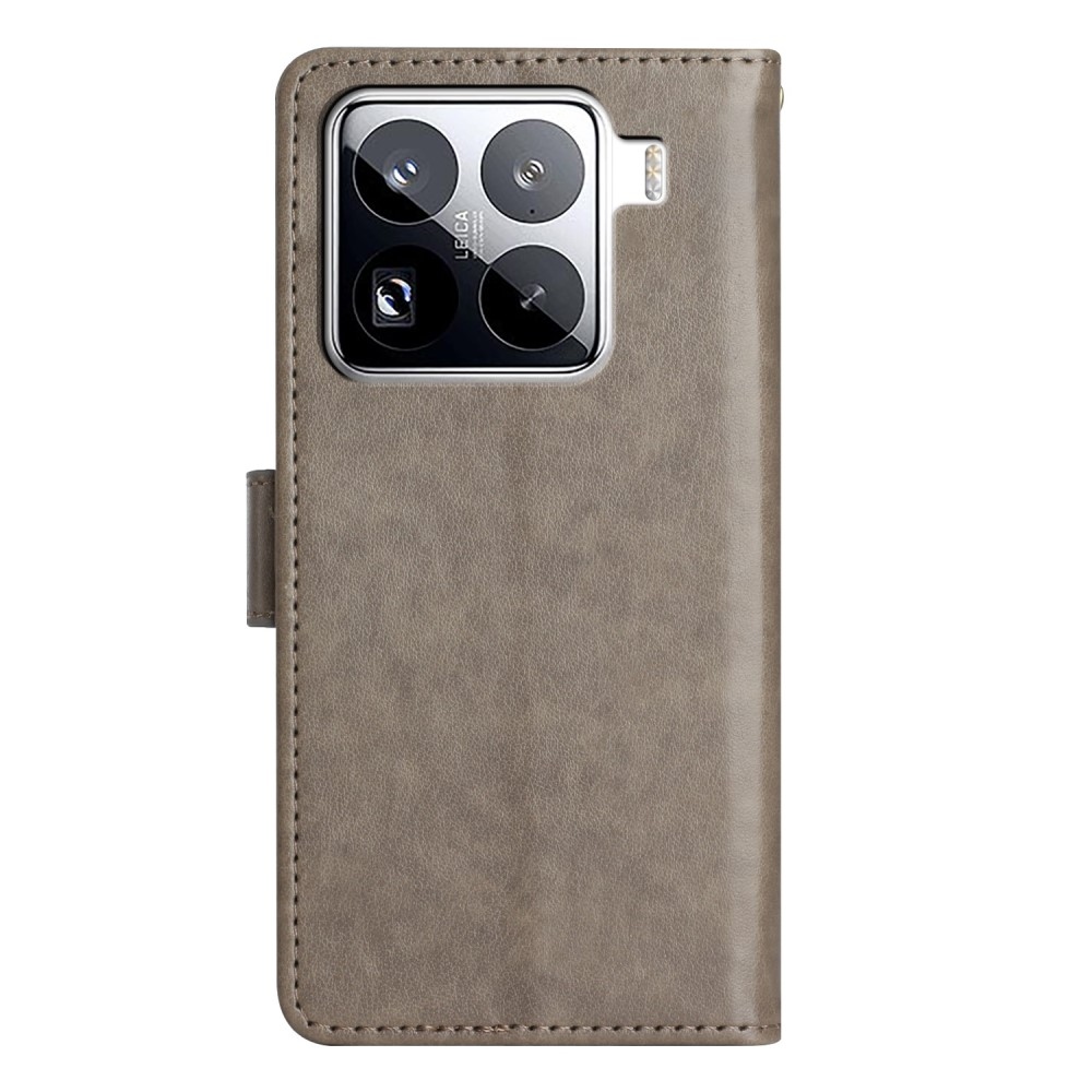 Virágok könyv tok Xiaomi 15 Pro-hoz - szürke