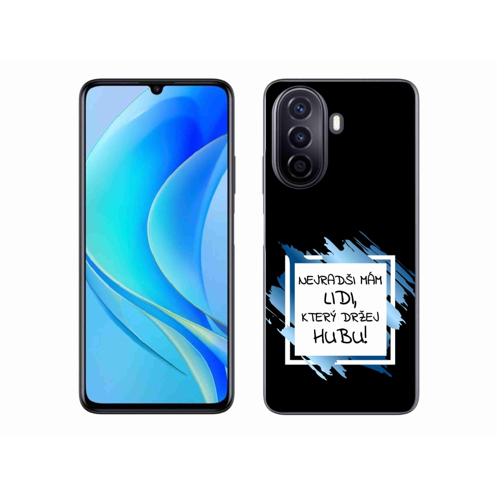 Gél borító mmCase a Huawei Nova Y70-hez - vicces szöveg 7 fehér és fekete háttérrel