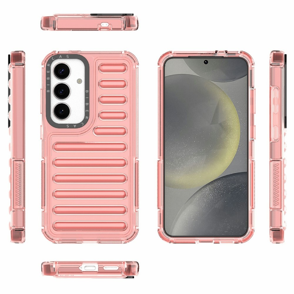 Csíkos tartós borító Samsung Galaxy S25 készülékhez - sötét rózsaszín