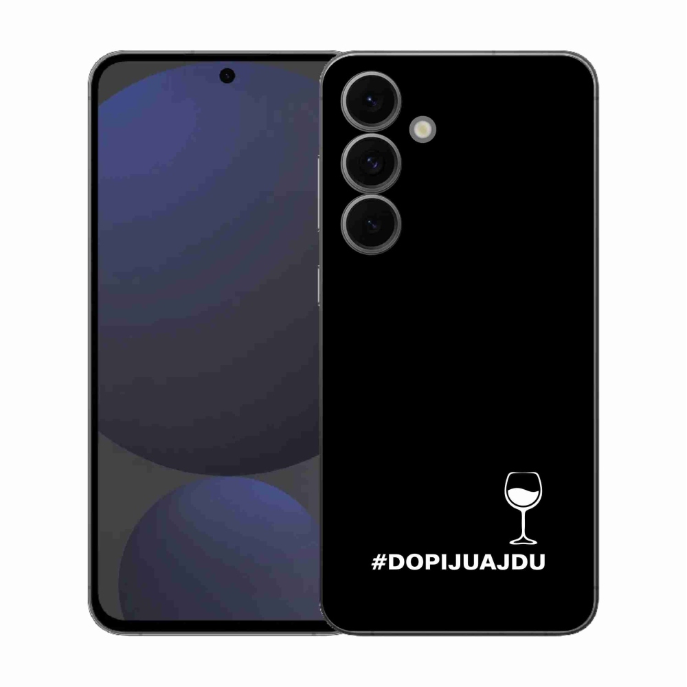 Gél borítás mmCase Samsung Galaxy S25 FE készülékhez - bor motívum fekete alapon