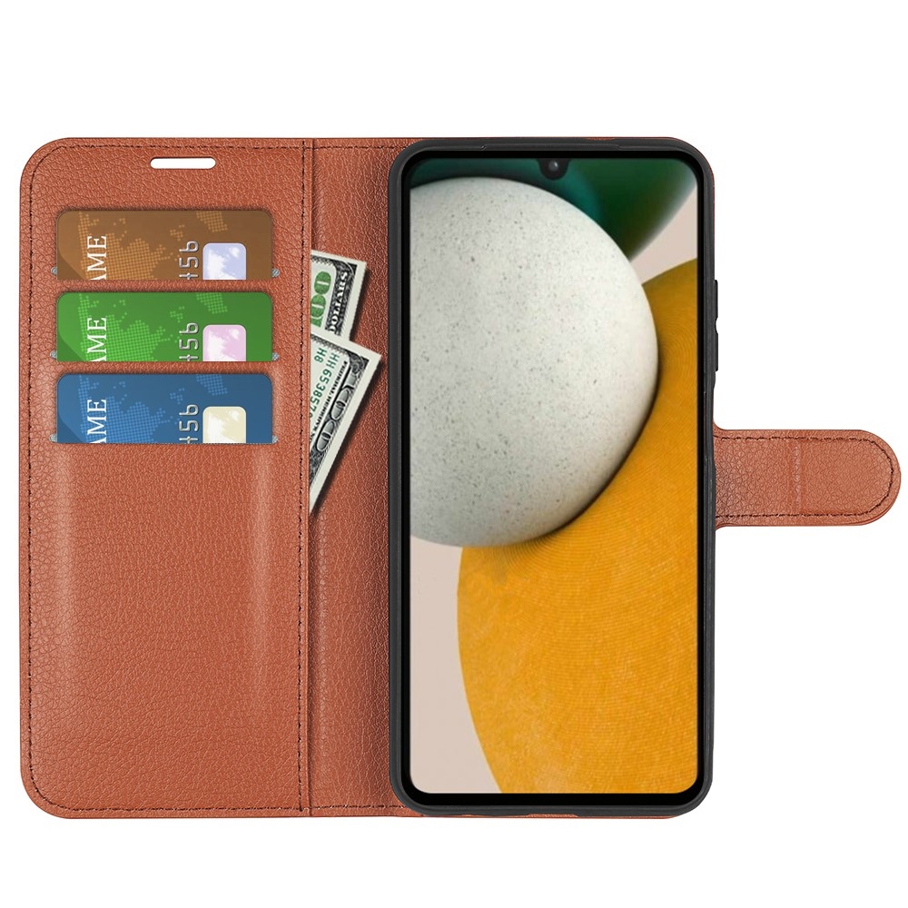 Litchi könyv tok Samsung Galaxy A15 4G/5G készülékhez - barna