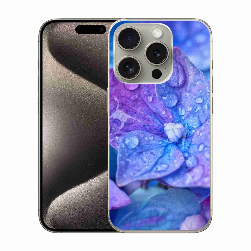 Zselés borítás mmCase iPhone 15 Pro készülékhez - lila virág