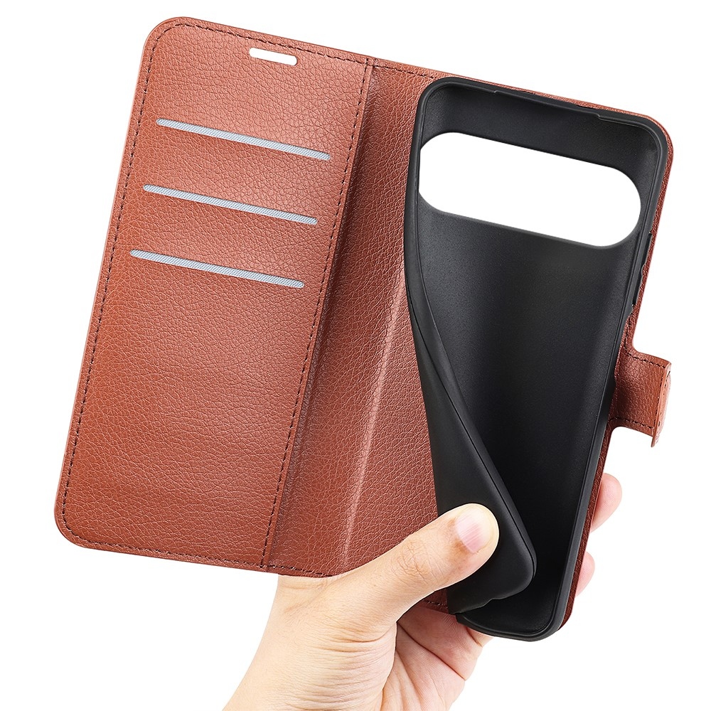 Litchi könyvtáska Google Pixel 10 - barna