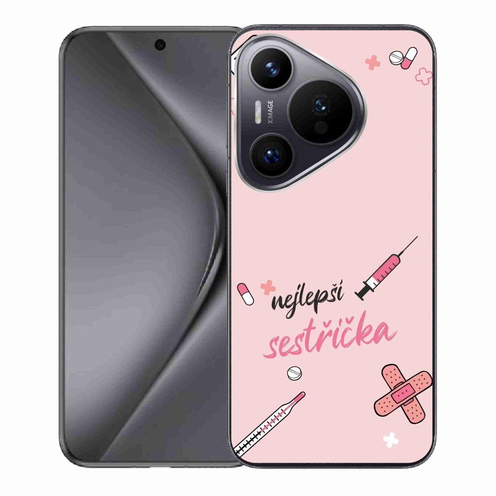 Gél borító mmCase a Huawei Pura 70-en - a legjobb kishúg rózsaszín háttérrel