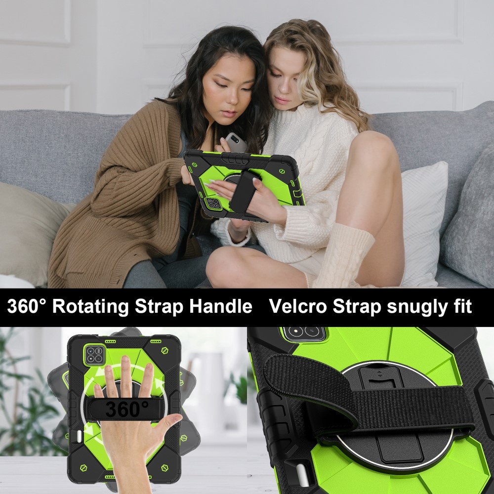 Strapabíró huzat kéztartóval és vállpánttal Xiaomi Pad 7/7 Pro-hoz - fekete/zöld