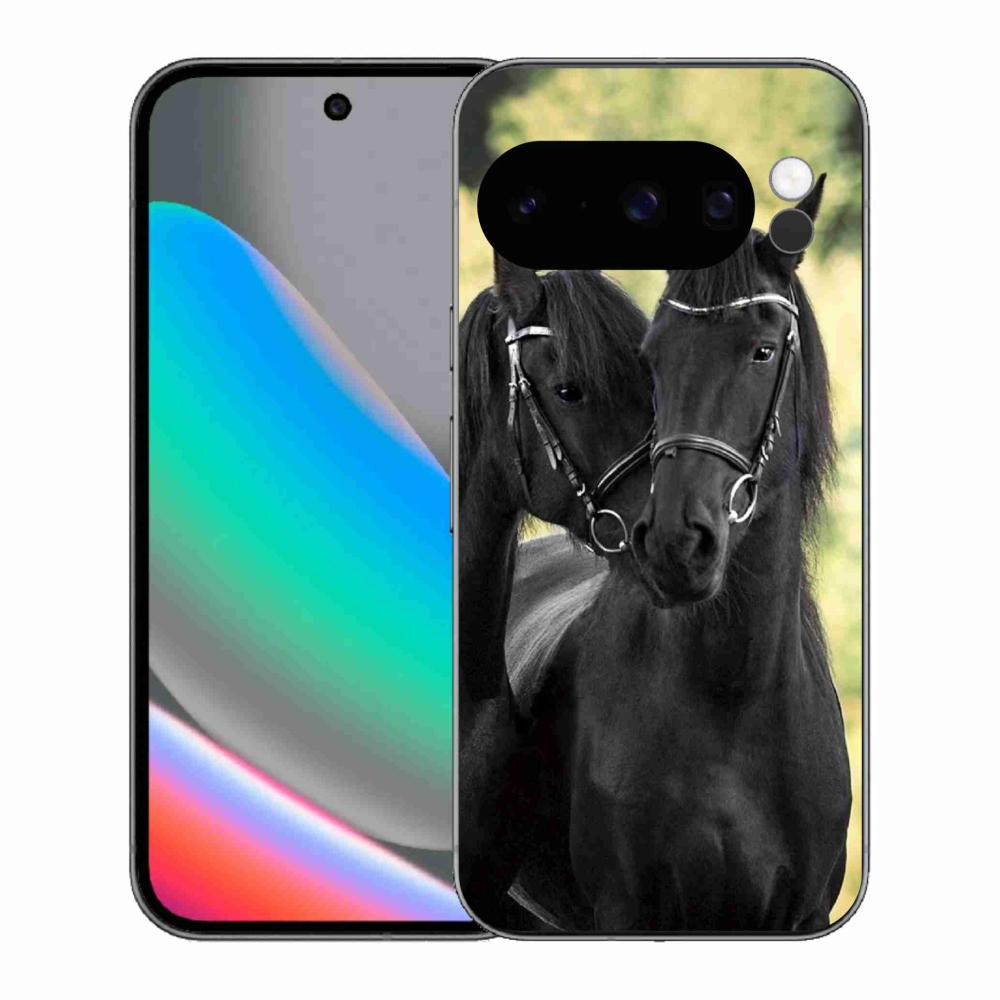 Zselés borítás mmCase a Google Pixel 10 Pro számára - két fekete ló