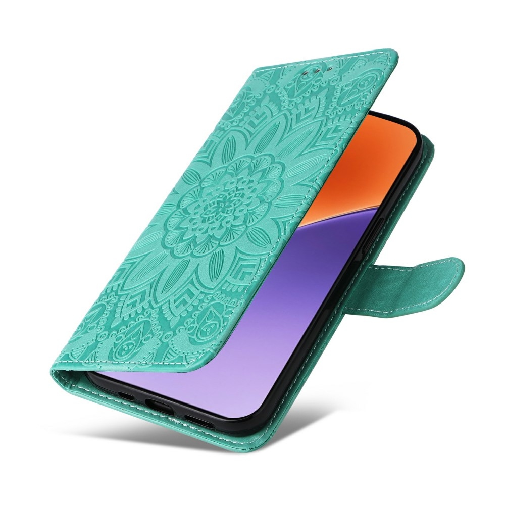 Napraforgó könyv tok a Xiaomi 15-öshöz - teáskék