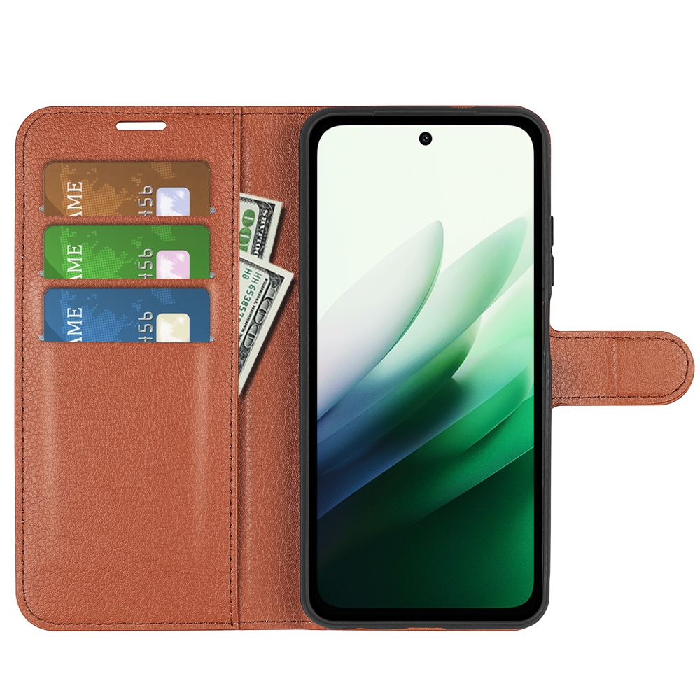 Litchi könyv tok Xiaomi Redmi 15 4G/5G (171mm) - barna