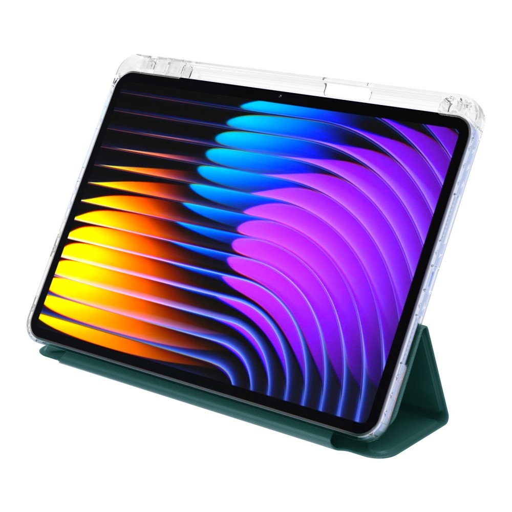 Origami intelligens pozicionáló tok Xiaomi Pad 7/7 Pro táblagéphez - sötétzöld