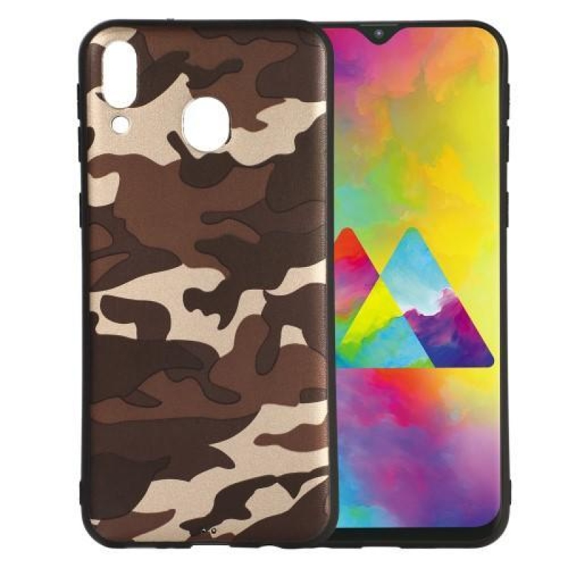 Camouflage zselés tok Samsung Galaxy M20 készülékhez - barna