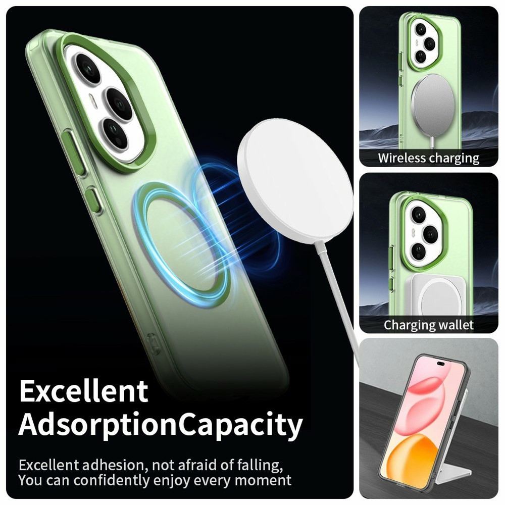 Candy zselés tok MagSafe-val a Honor 400 Pro számára - zöld