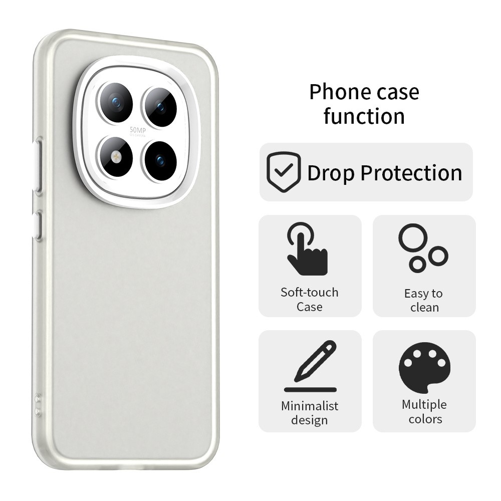 Candys matt zselés tok Xiaomi Redmi Note 15 Pro 5G-hez - fehér