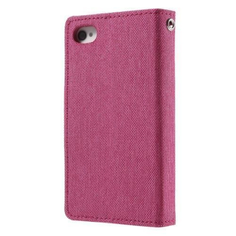 Vászon PU bőr / textil tok iPhone 4s és 4 - rózsaszínű