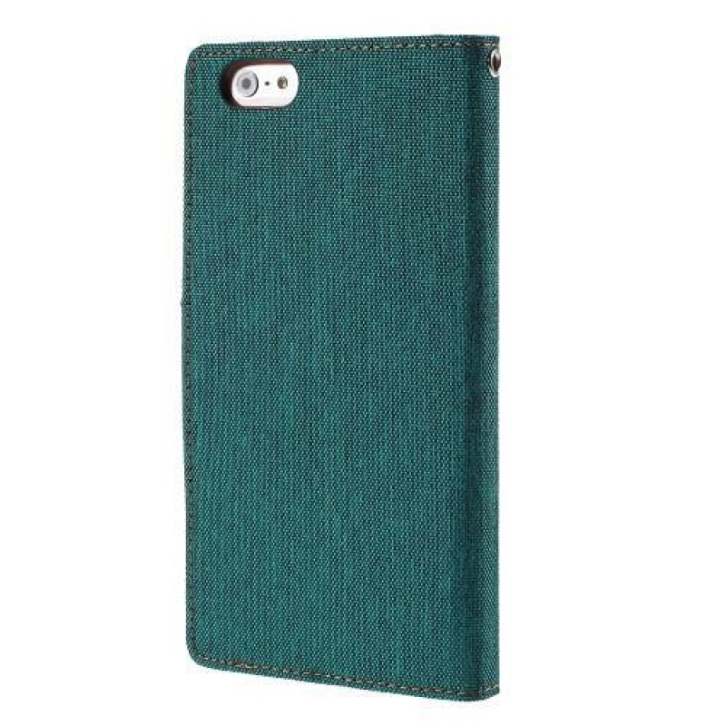 Vászon PU bőr/textil tok iPhone 6s Plus és 6 Plus készülékhez - teáskék színű