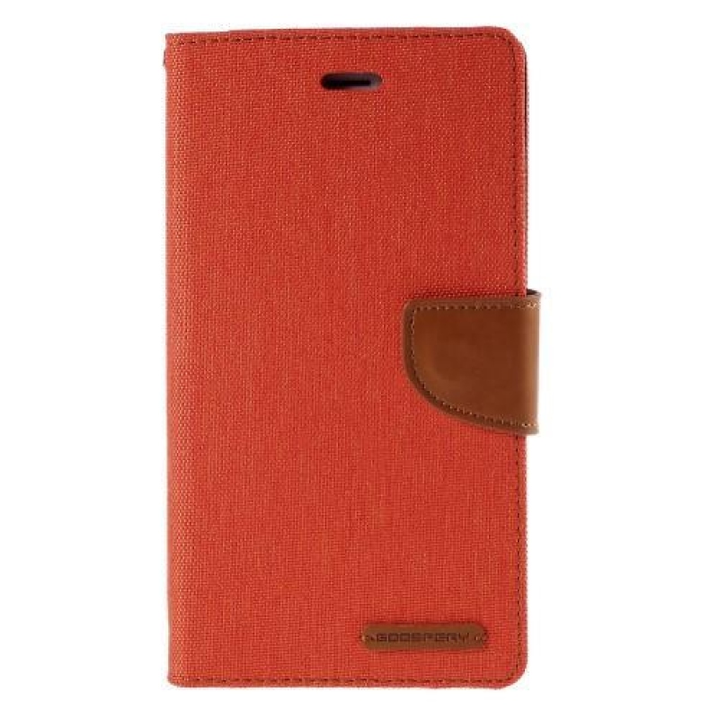 Vászon PU bőr/textil tok iPhone 6s Plus és 6 Plus készülékhez - narancssárga színű