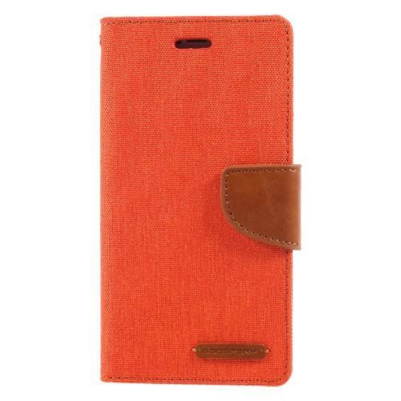 Vászon PU bőr/textil tok iPhone X készülékhez - narancssárga