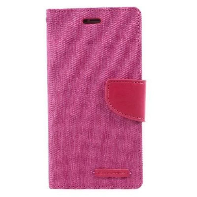 Vászon PU bőr/textil tok iPhone X készülékhez - rózsaszínű