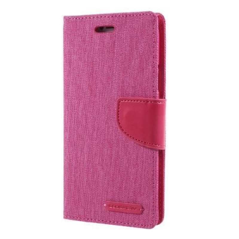 Vászon PU bőr/textil tok iPhone X készülékhez - rózsaszínű