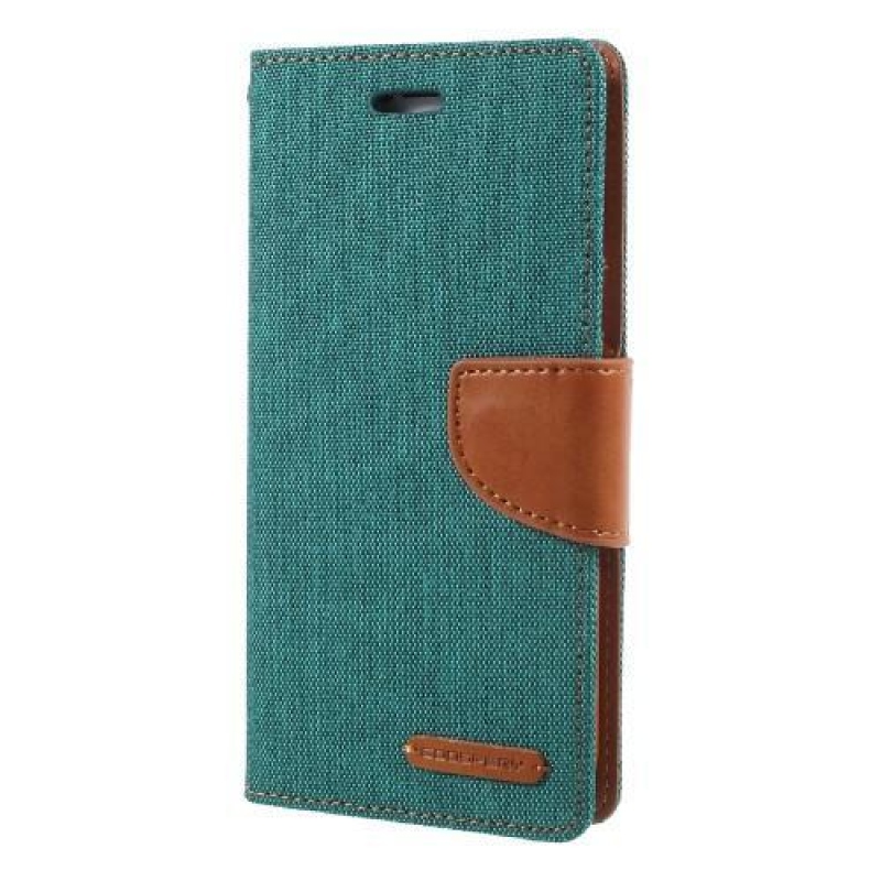 Vászon PU bőr/textil tok iPhone X készülékhez - zöld