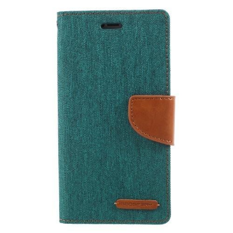 Vászon PU bőr/textil tok iPhone X készülékhez - zöld