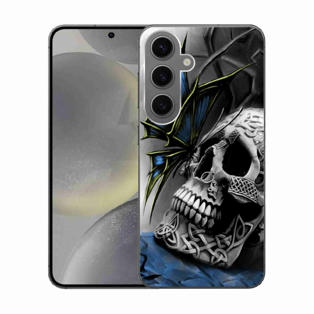 Gél borítás mmCase Samsung Galaxy S24 készülékhez - pillangó és koponya