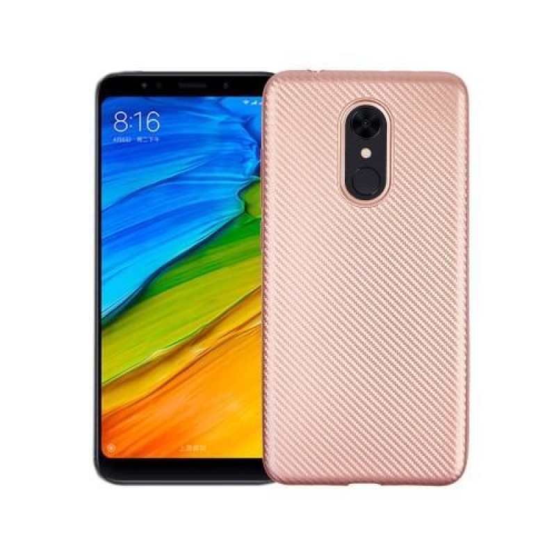 Szénsaválló zselés tok textúrával Xiaomi Redmi 5 - rosegold