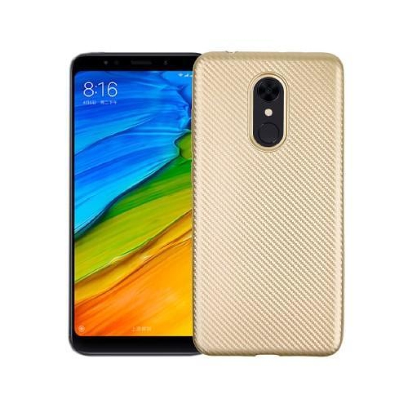 Szénsaválló zselés tok textúrával a Xiaomi Redmi 5-re - arany színben