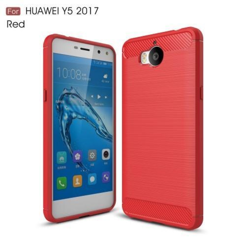 Carbo tartós borító a Huawei Y6 (2017) készülékhez - piros színű
