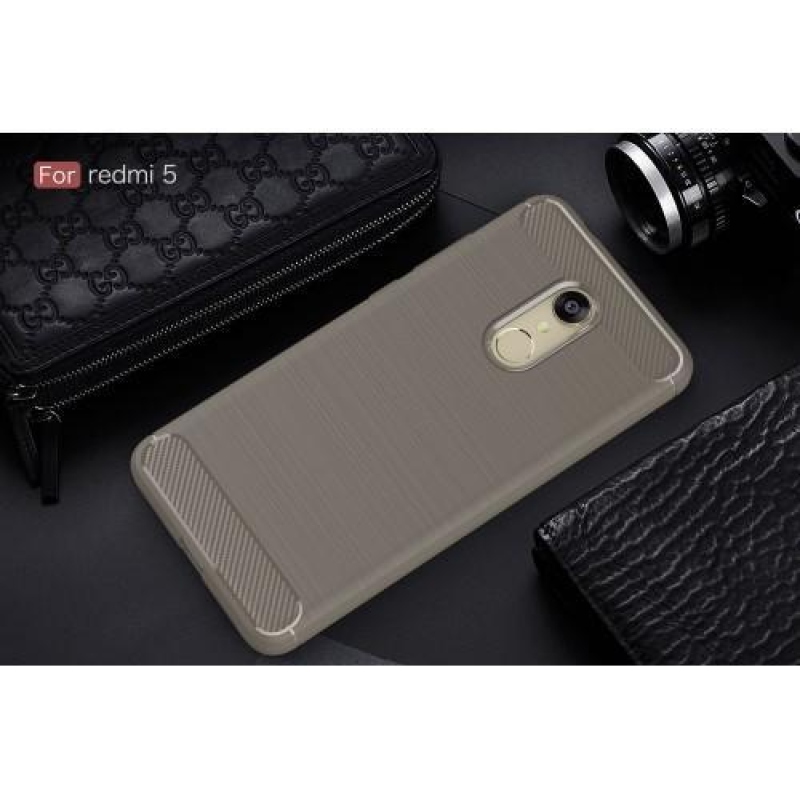 Széngél ellenálló tok textúrával a Xiaomi Redmi 5-re - szürke