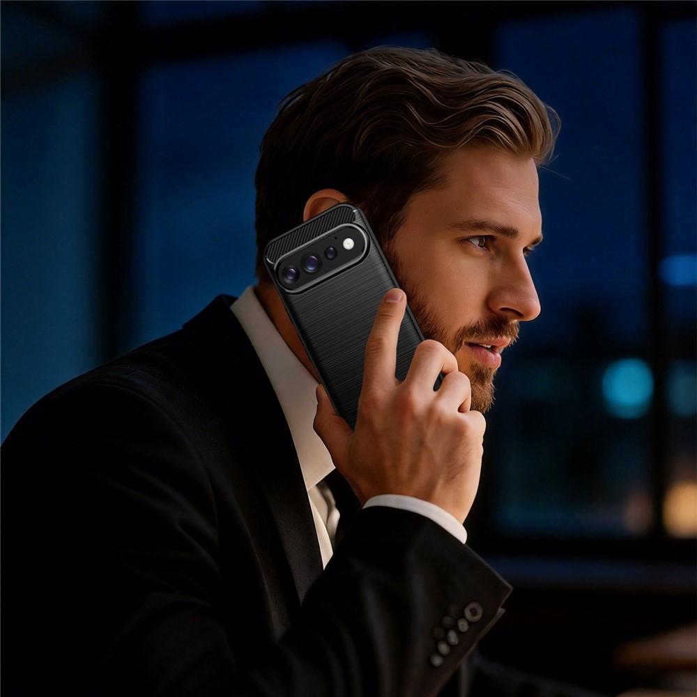 Karbonból készült, strapabíró gél tok a Google Pixel 11 Pro/11-hez – fekete