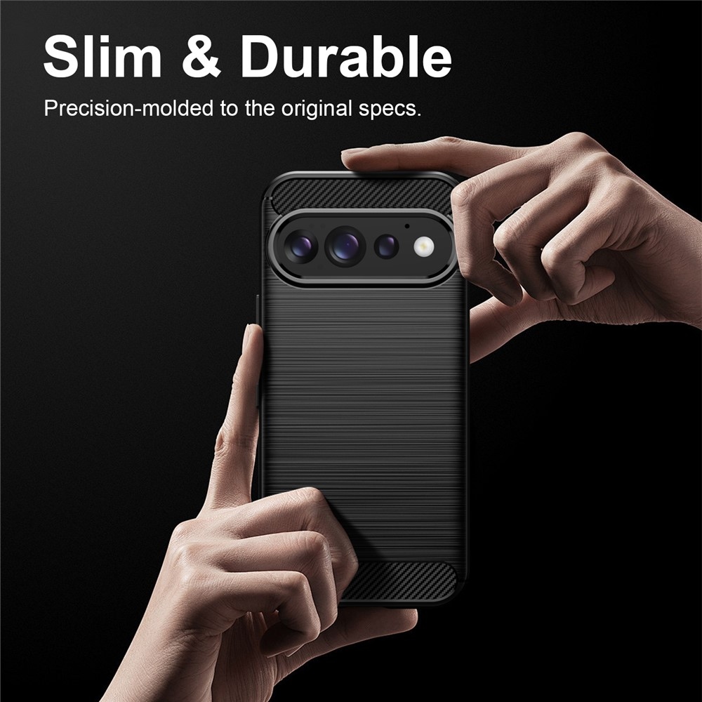Karbonból készült, strapabíró gél tok a Google Pixel 11 Pro/11-hez – fekete