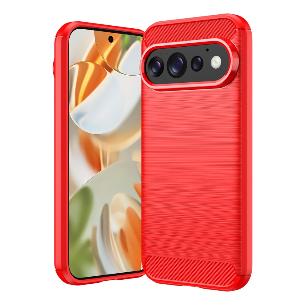 Karbonból készült, strapabíró gél tok a Google Pixel 11 Pro/11-hez – piros