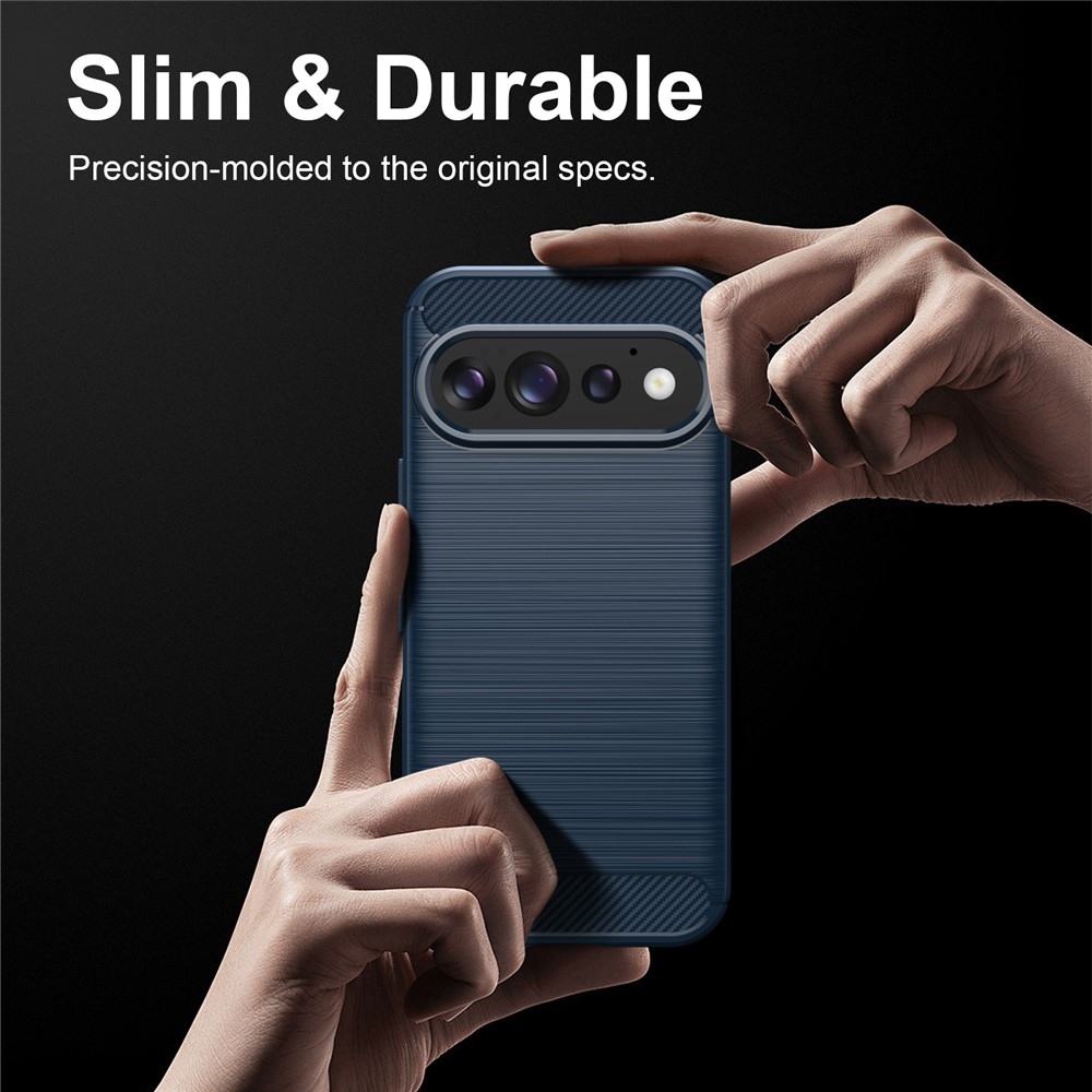 Karbonból készült, strapabíró gél tok a Google Pixel 11 Pro/11-hez – kék